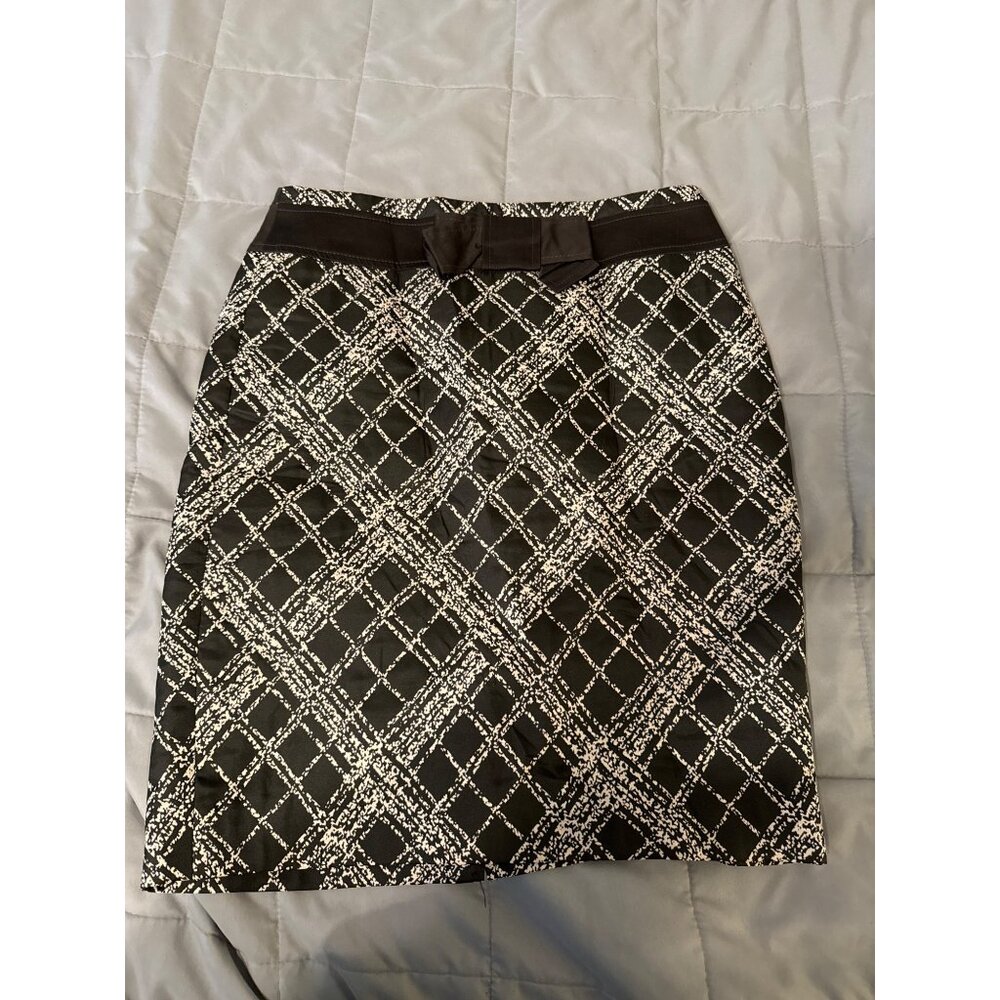 The Limited Womens Black & White Geometric Patterned Skirt With Bow Belt - Size